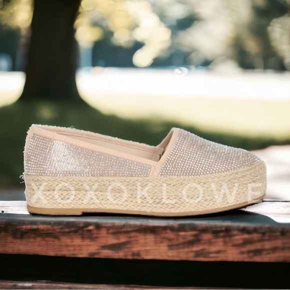 Rhinestone Sparkle Slip On Espadrille Platform Sneakers Bling Bling - Picture 6 of 14